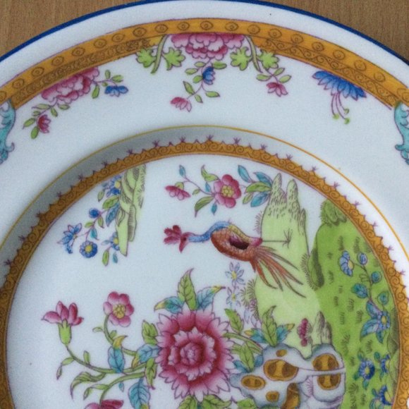 Vintage Coalport AD 1750 England Porcelain plate 10 5/8" diameter peacock floral - Picture 2 of 9